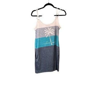 Chicme Live Simple Palm Tree Tank Dress Sleeveless Casual Summer